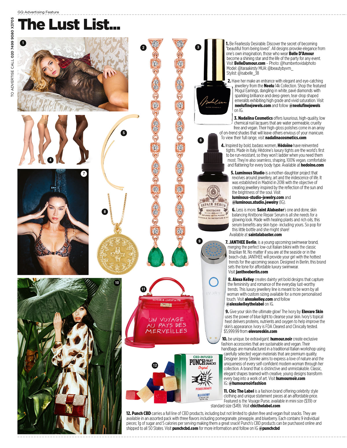 The Lust List... feature in GQ magazine that highlights the Ivory device from Elevare Skin