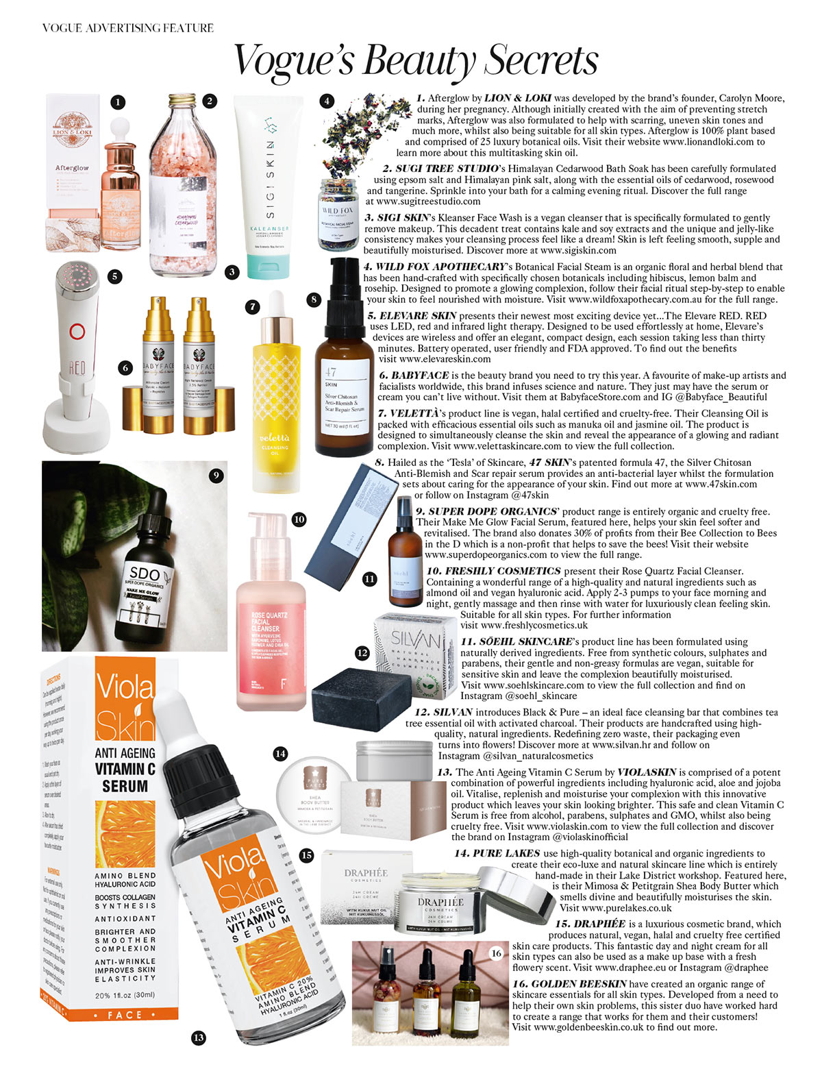 Vogue's Beauty Secrets... feature in Vogue UK magazine that highlights the Red device from Elevare Skin