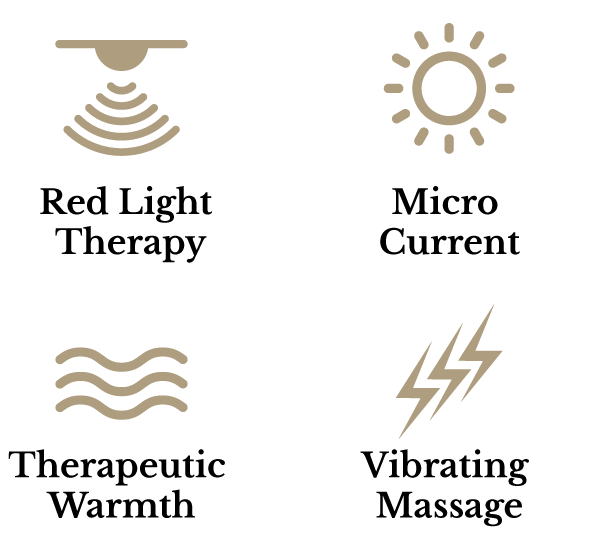Red Light Therapy, Micro Current, Therapeutic Warmth, Vibrating Massage